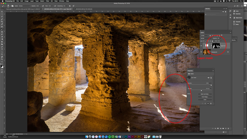 photoshop layer mask on Tombs of Kings before and after image
