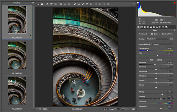 After edit in Raw vatican staircase