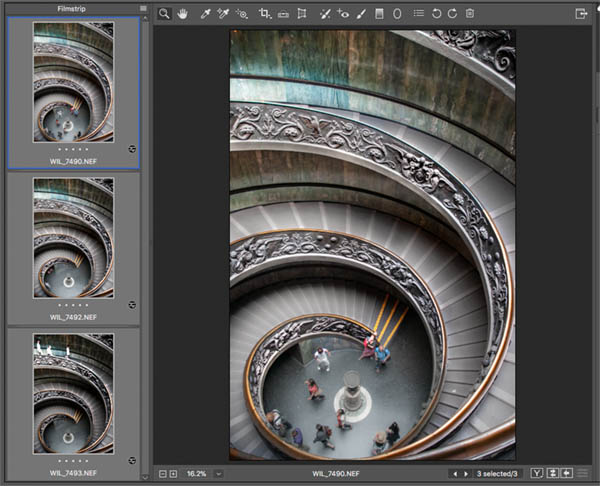 Before edit in Raw vatican staircase