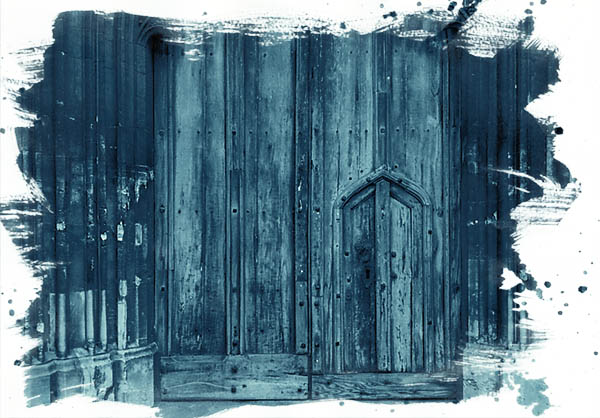 Church texture photography in cyanotype style