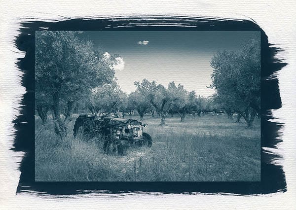 Tractor with old photo look Zante Greece