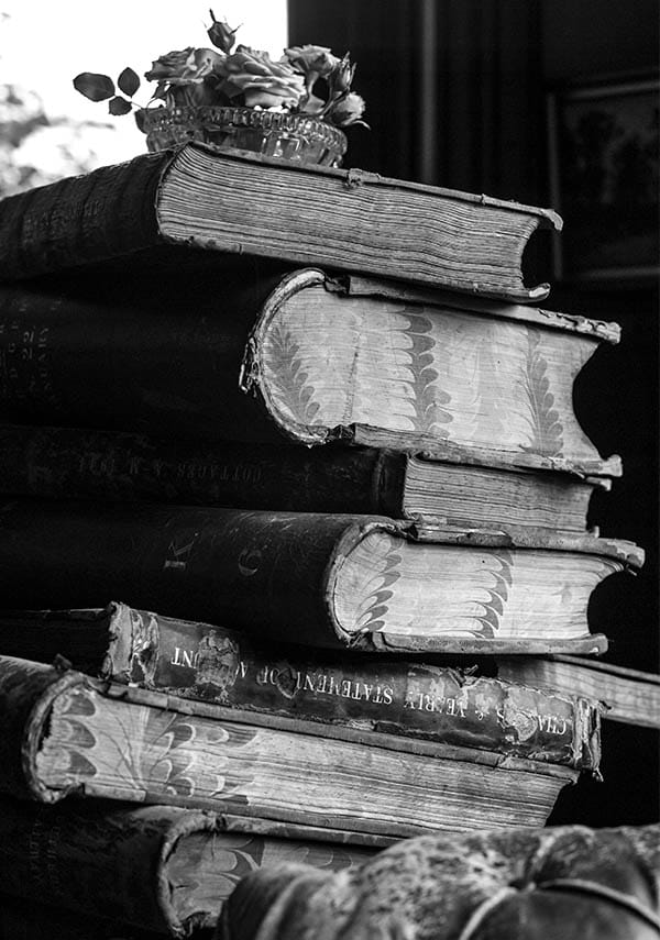 Original books before old vintage photo treatment