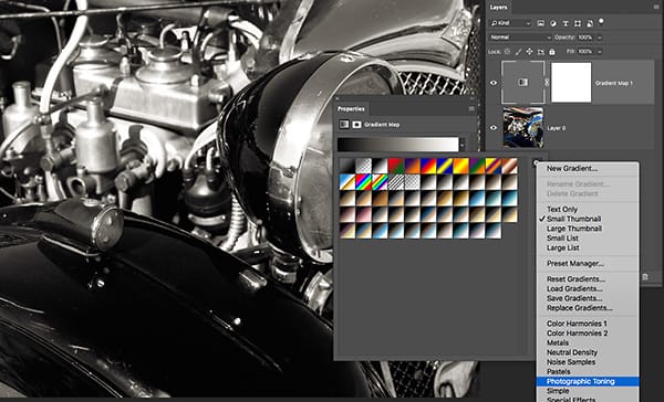 Choose Photographic Toning from the gradient map option menu