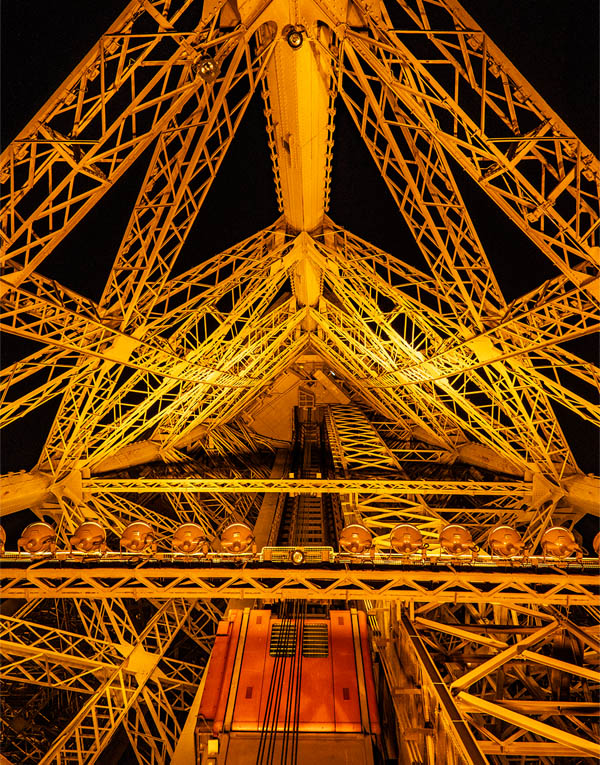 Inside the eiffel tower structure