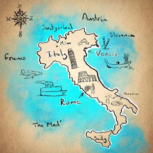 Italy map drawing