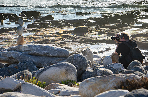 Tim photographing Slangkop lighthouse black and white beach photography